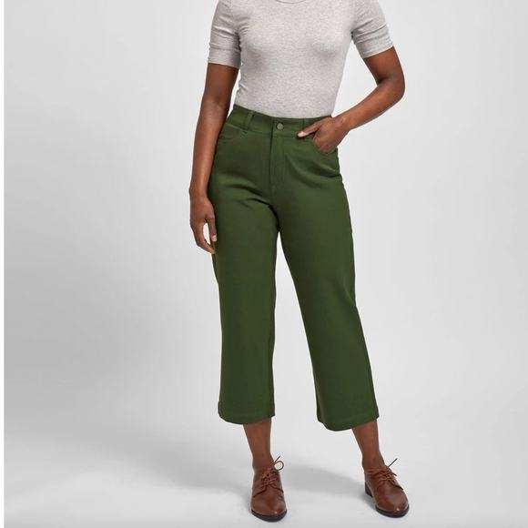 UNIVERSAL STANDARD Faye Stretch Twill Boyfriend Crop Pants Emerald Green {NN25}